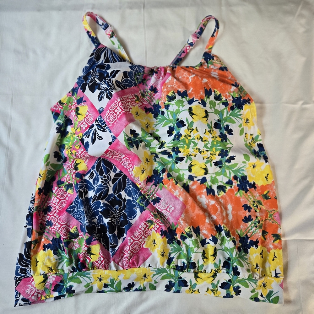 Lane Bryant Cacique No Wire Blouson Tankini Swim Top